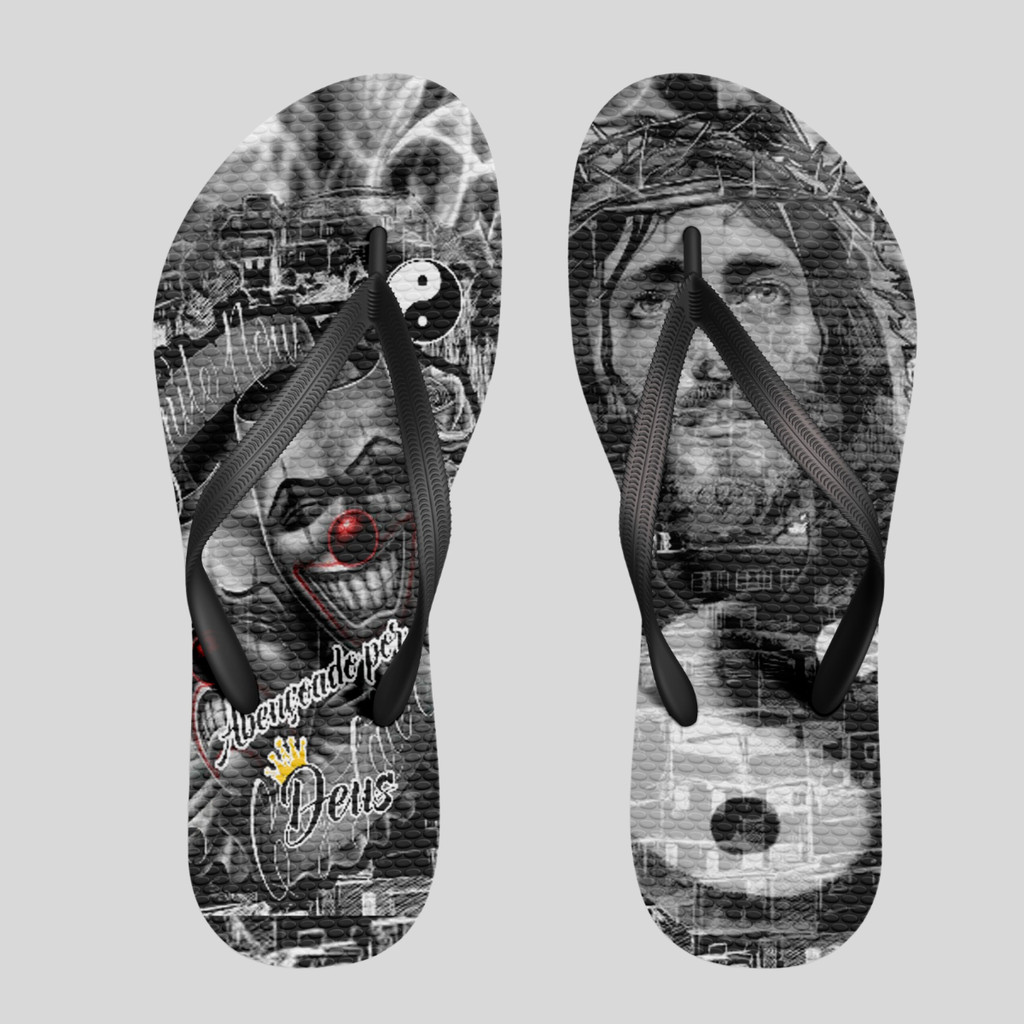 Chinelo De dedo Quebrada Abençoado por Deus Favela Chave Sandália Personalizado