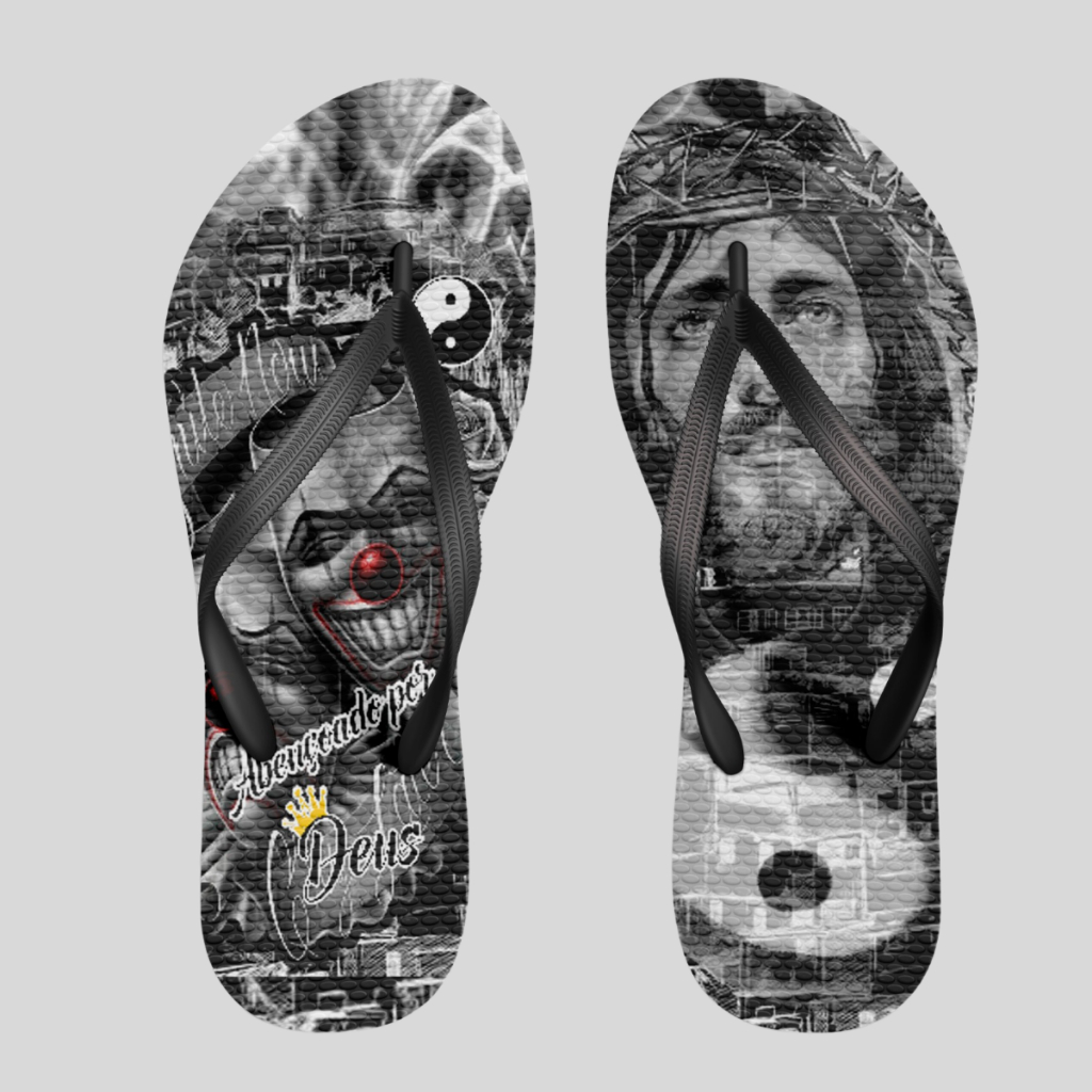 Chinelo De dedo Quebrada Abençoado por Deus Favela Chave sandália personalizado
