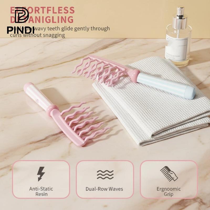 PINDI Dual Wide-Tooth Detanglingb Easy Grip Handle Reduz Frizz Hairb Para Cabelos Cacheados Crianças Adultos Grooming Us