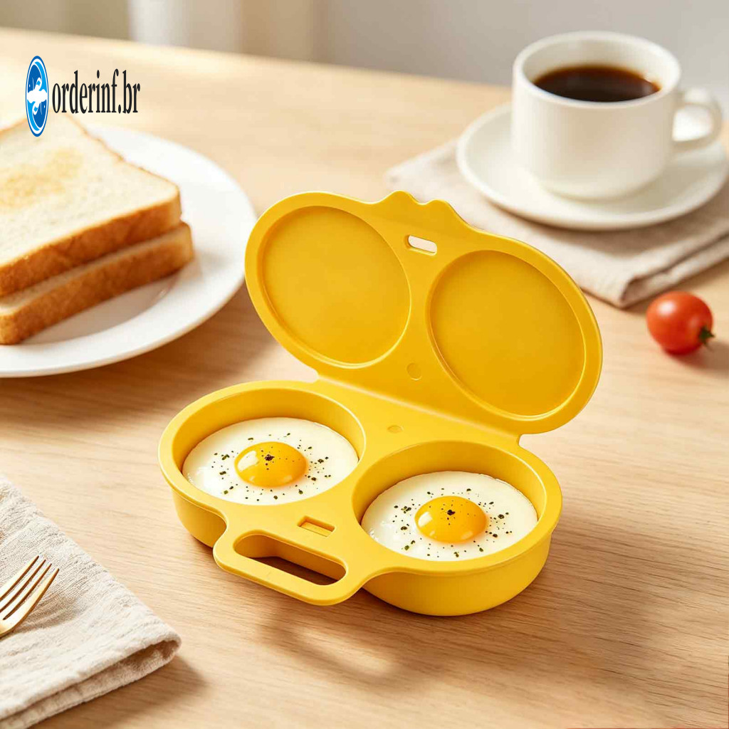Microwave Egg Cooker Kitchen Gadgets for Mornings Dual Cavity Poacher with Lid Handle – Quick-heat Oil-free 2-egg Stea
