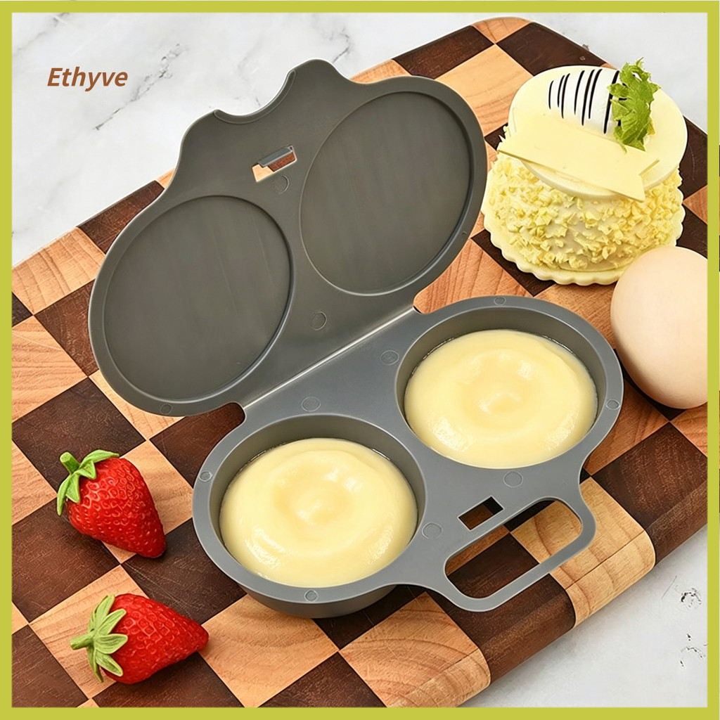 Microwave Egg Cooker Non Stick Steamer Dual Cavity Poacher for 2 Eggs with Lid Handle – Quick Oil-free Cooking Heat-re