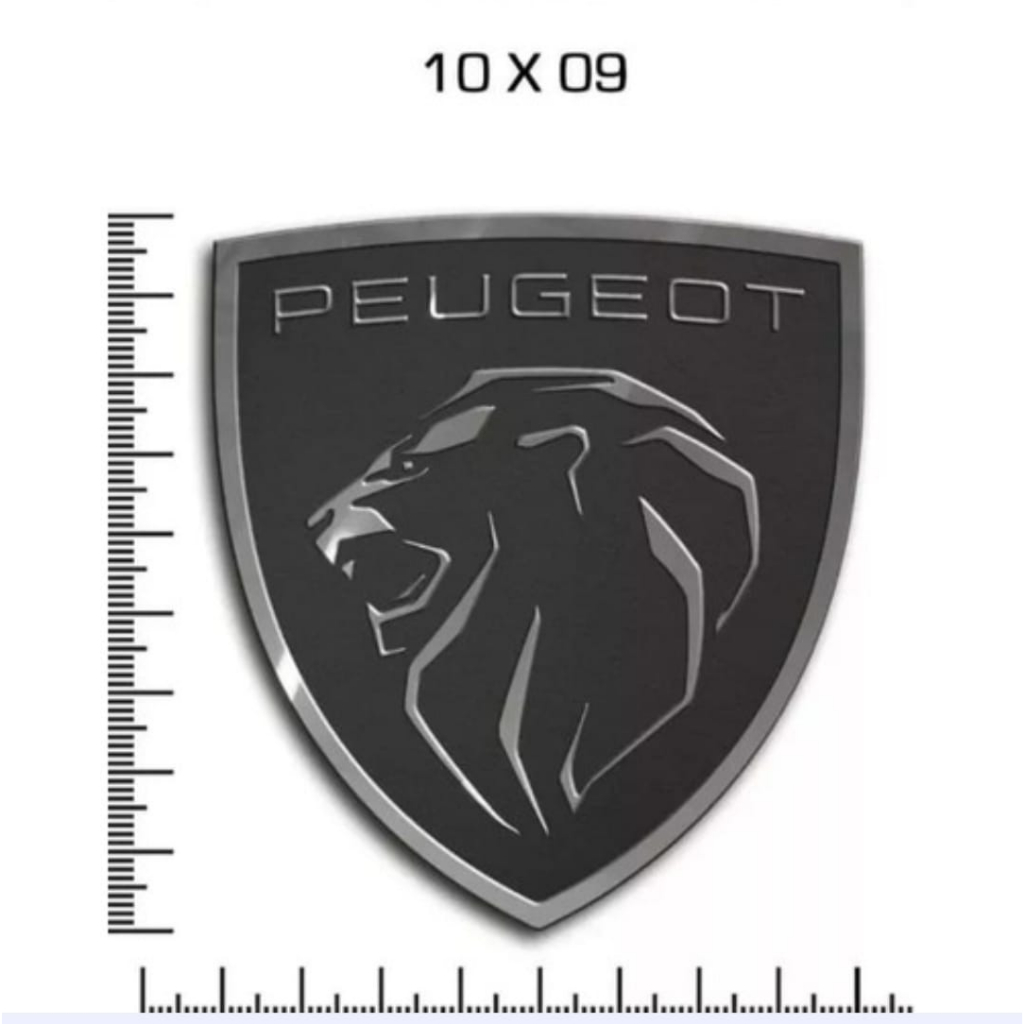 Logo Nova do Emblema Badge Metal Inox Peugeot Tamanho 10 X 9 Cm Colante