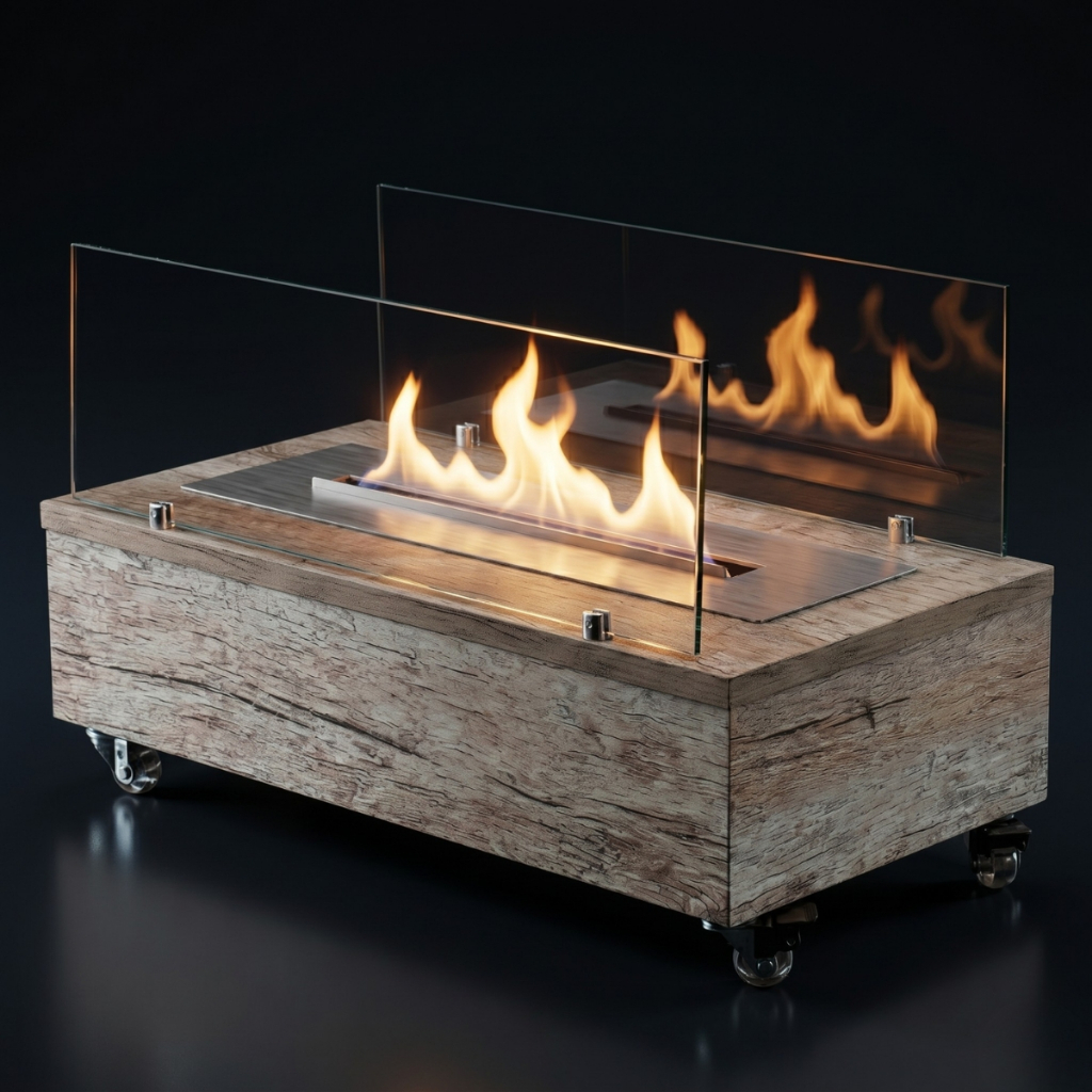 Lareira Ecológica Portátil A Álcool Ou Etanol Vintage 60cm Lareiras Ecosul Inverno Frio Queimador Aço Inox 304