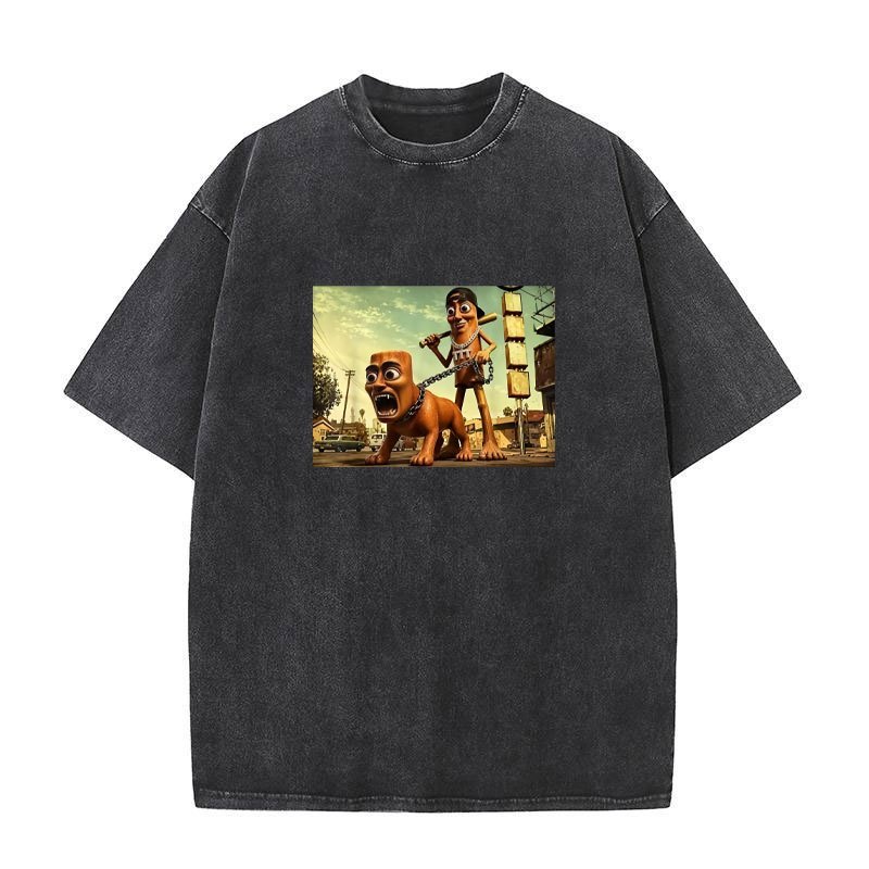 Triplo Tung Sahur Tuff Cão T Camisa Engraçado Brainrot Meme Camisetas Gráficas Das Mulheres Dos Homens Algodão Vintage L