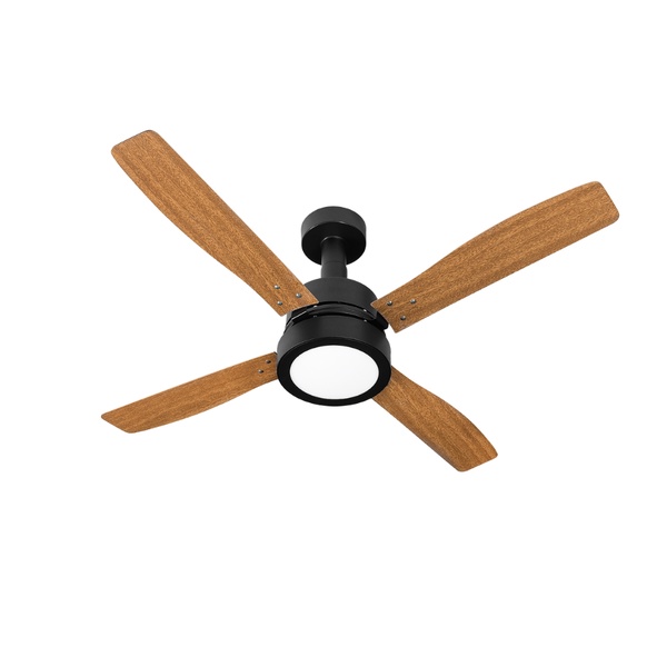 Ventilador De Teto Venti-Delta Vintage Led 4 Pás Mogno/Preto 6000K Luz Branca