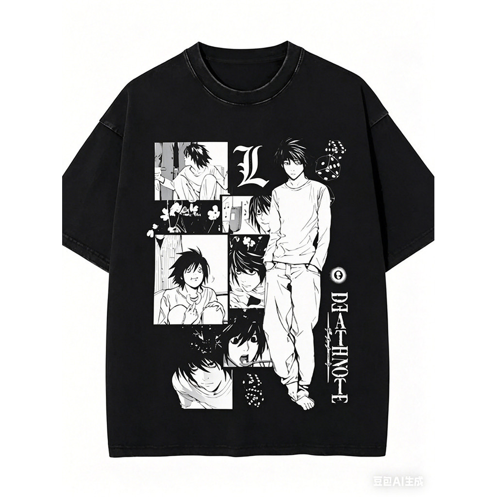 Camiseta Camisa Death Note L Lawliet Anime Mangá T-shirt Streetwear Vintage Korean Y2k Geek Kawai