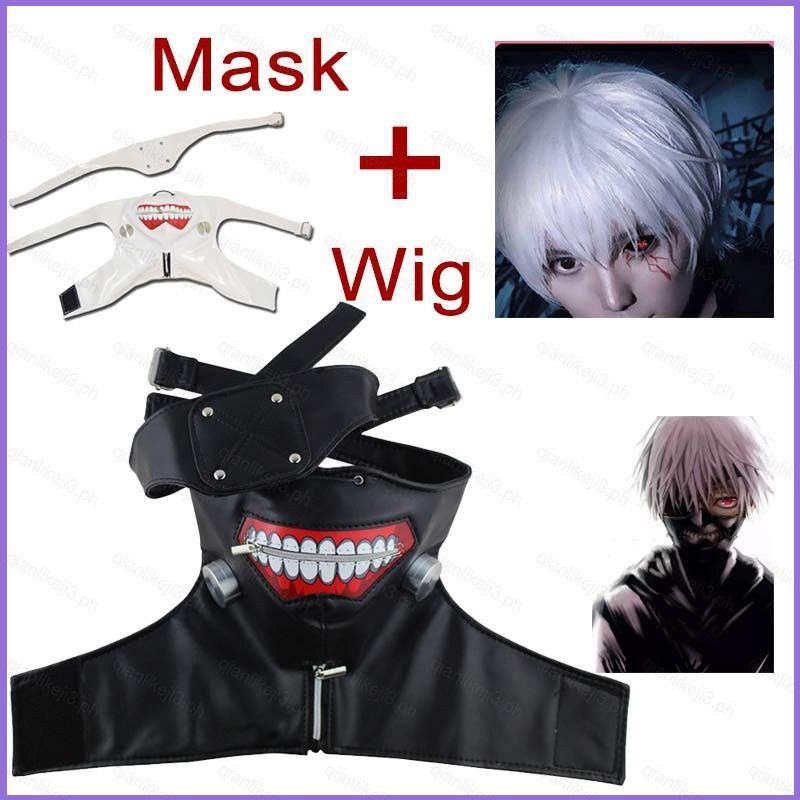QL3 Anime Tokyo Ghoul Kaneki Ken Máscara 3D Com Venda Cosplay Traje Conjunto Festa De Halloween Zíper