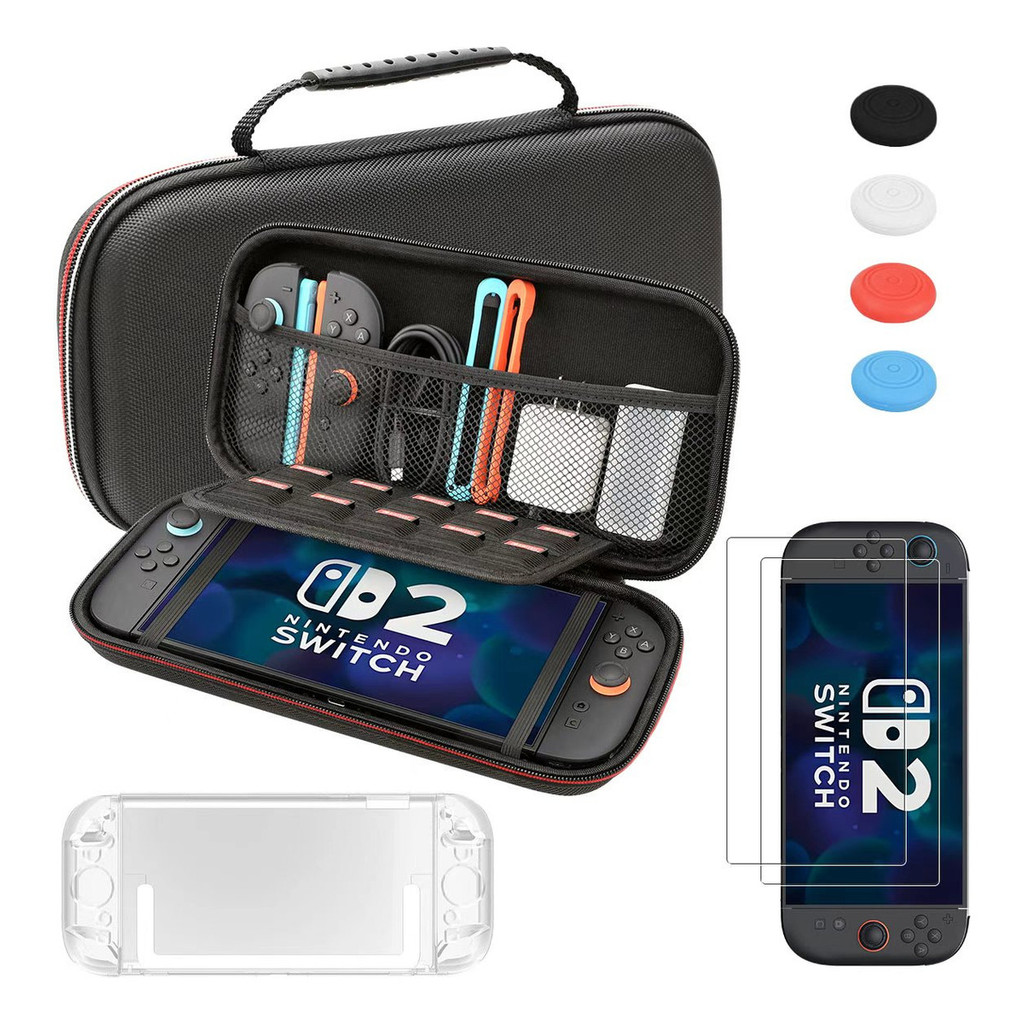 Kit Para Nintendo Switch 2 Case + Acrilico + Película +grips