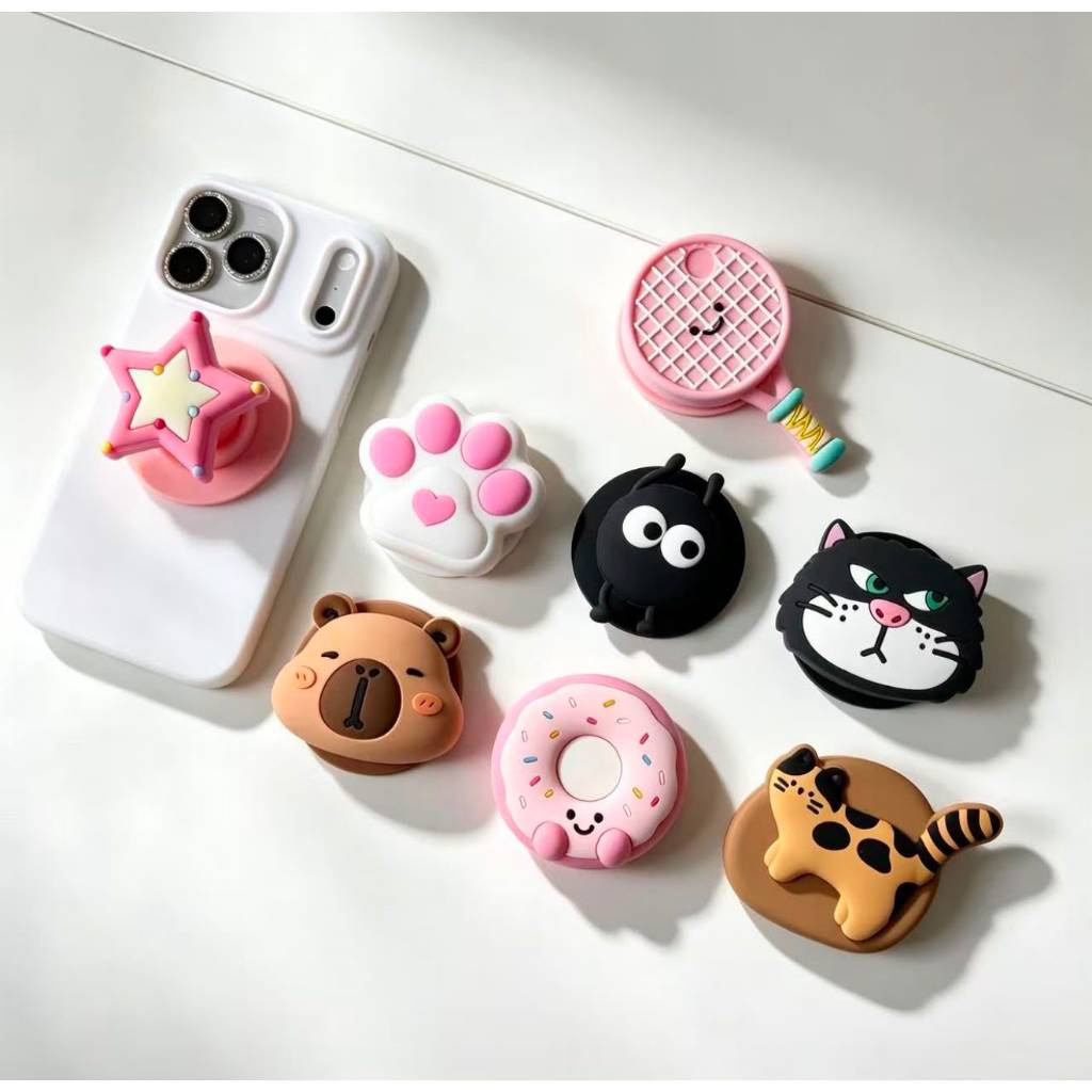 Pop Magnetico Desenhos Animados Para Todos Celular Suporte Grip Silicone 3D Divertido extra forte Universal