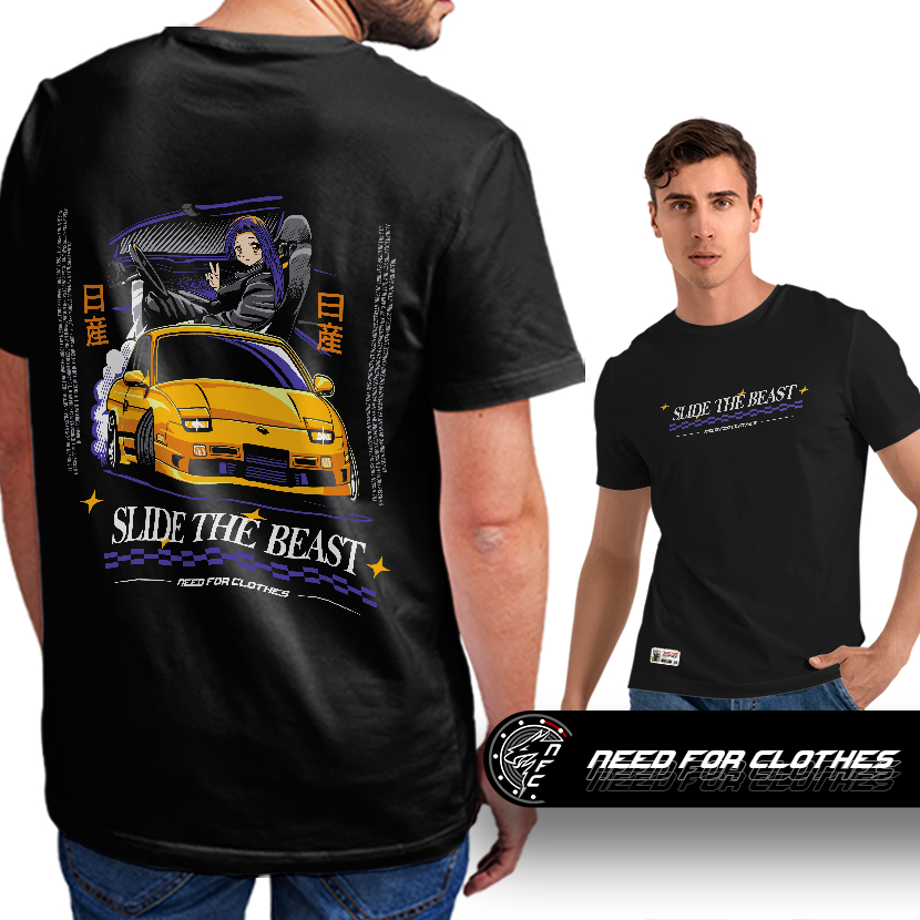 Camiseta Nissan S13, Drift, JDM, Slide The Beast, Cultura Automotiva