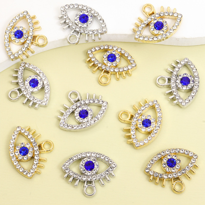10 Peças De Strass Brilhantes Incrustados Pingentes De Mau Olhado Azul Turco , Olho Da Sorte Para Colar De Personalidade