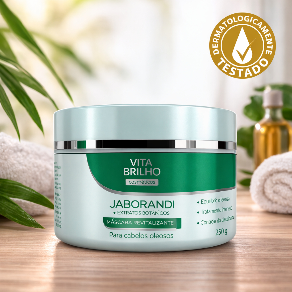 Vita Brilho Creme Profissional Jaborandi + Extratos Botânicos 250g  Nutre e Fortalece os Cabelos Banho de Brilho