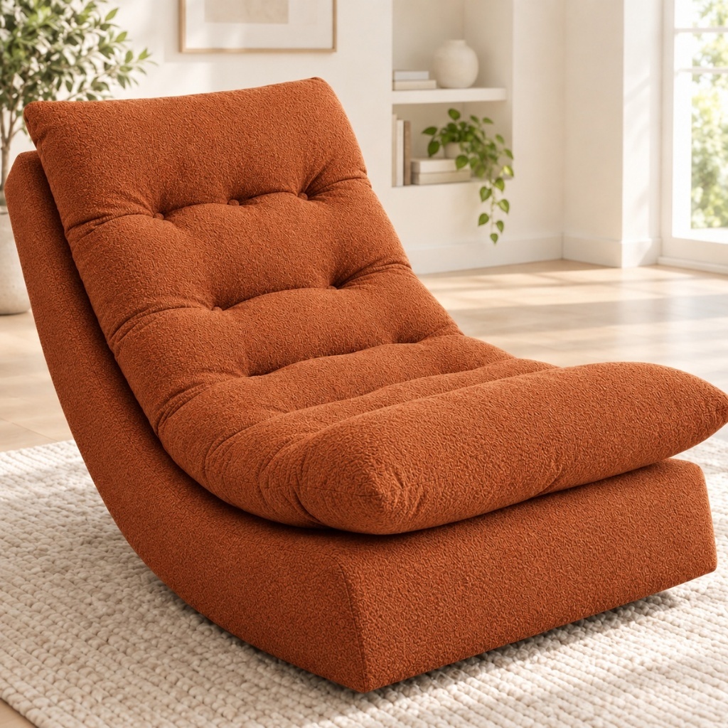 Poltrona de Descanso Chaise Lounge Confortável Estofada com Estrutura de Madeira