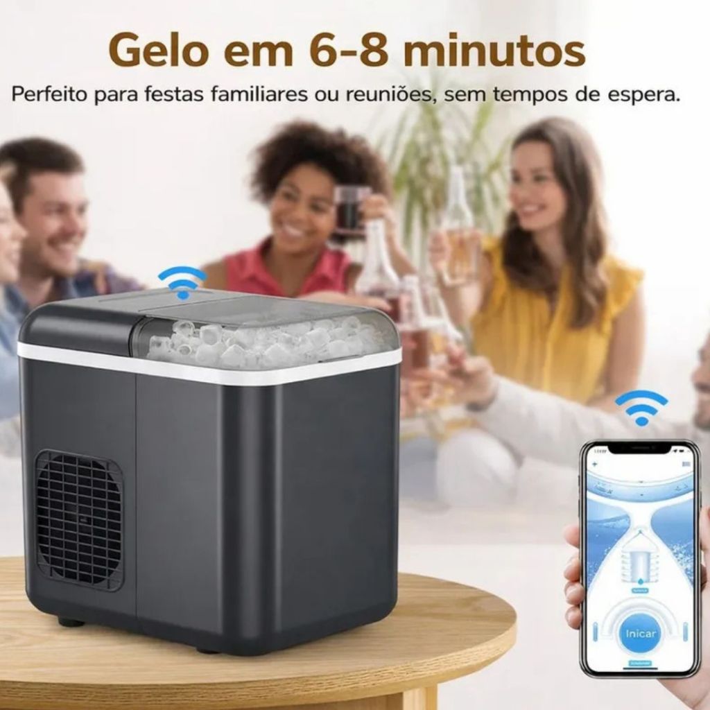 Maquina De Fazer Gelo Profissional Portátil 110v Com App
