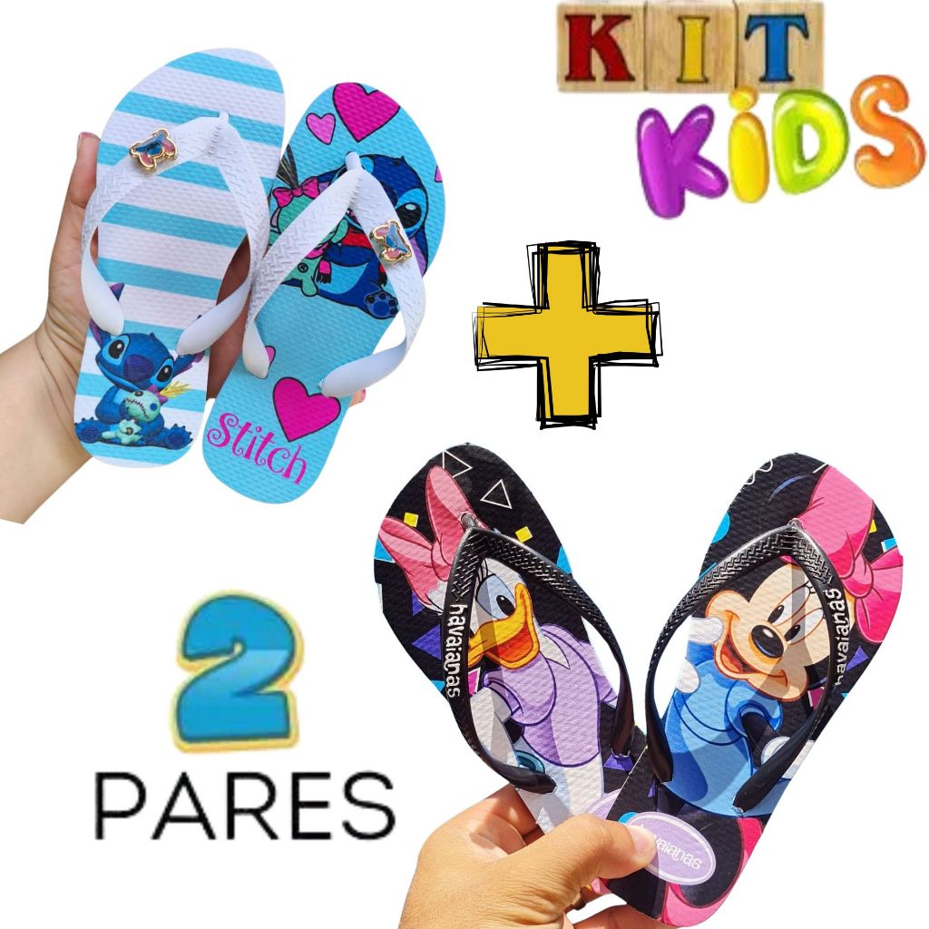 KIT COMBO 2 CHINELOS OFERTA Chinelo Infantil DIVERTIDAMENTE Filme Personagens Desenho sandalia de dedo Menina Menino