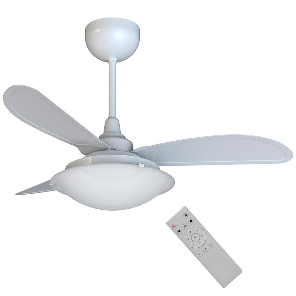 Ventilador de Teto Ventisol Sunny Inverter Controle 6 Velocidades 3 Pás Ecoblend Branco Bivolt