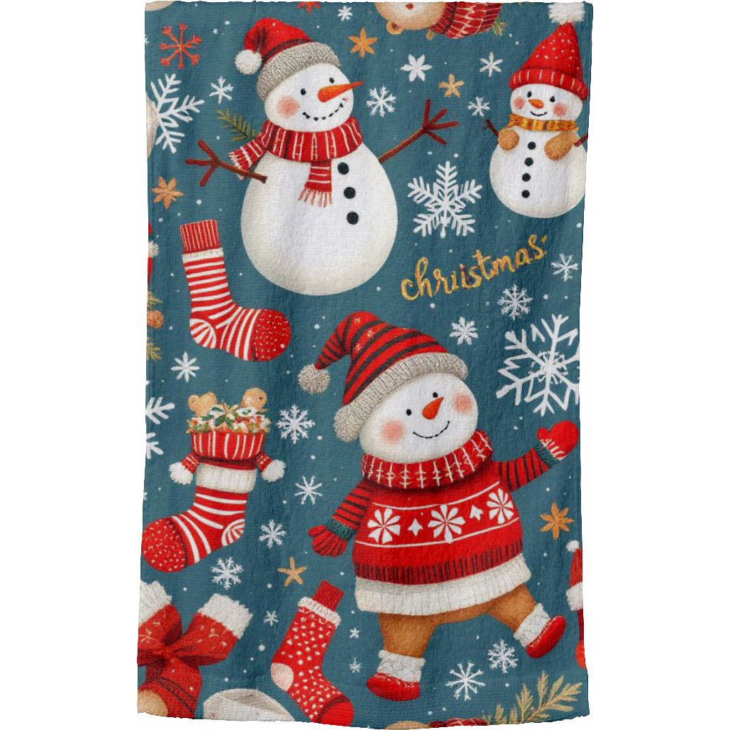 Kit Toalha de Rosto Banho - Temática Boneco de Neve 30x48cm
