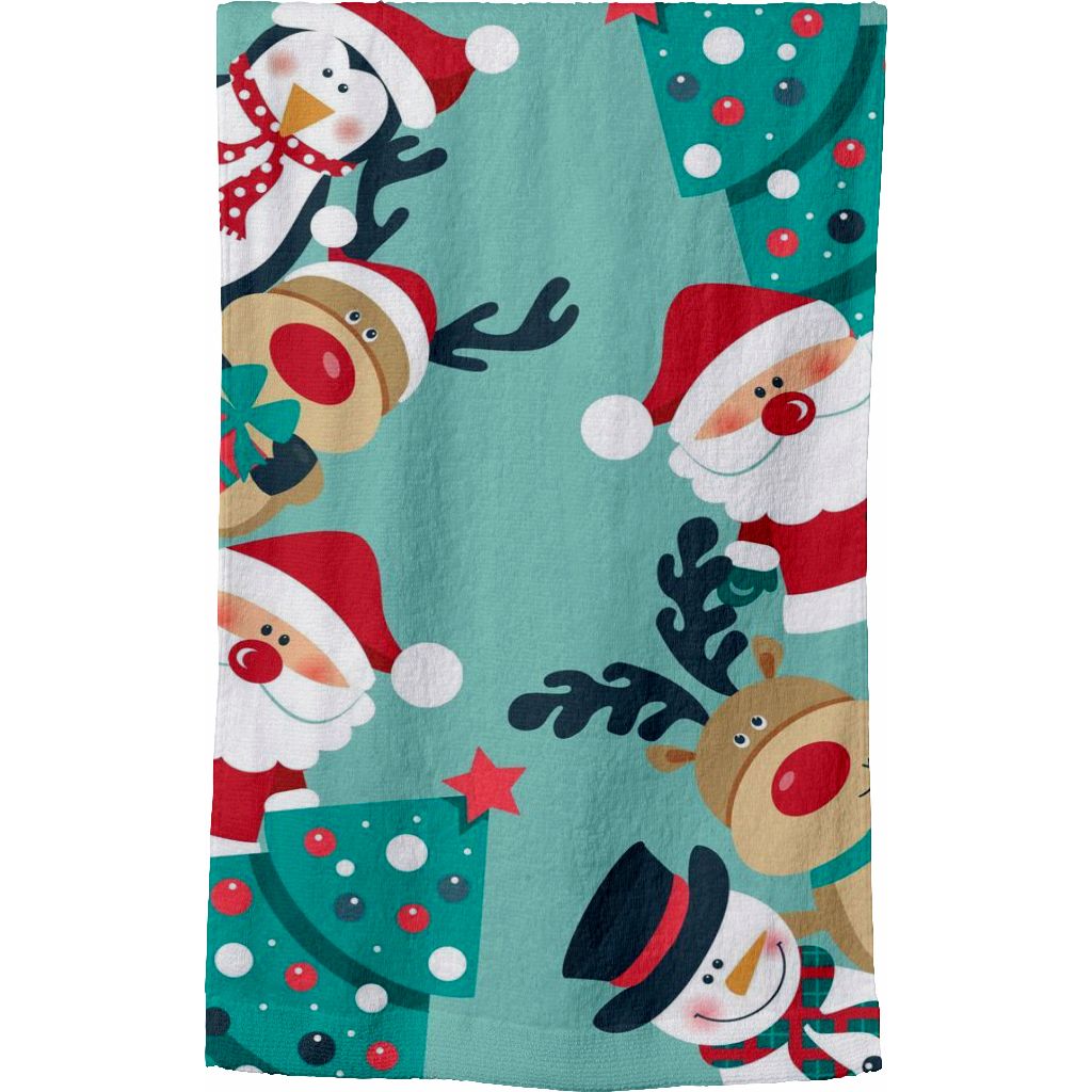 Kit Toalha de Rosto Banho - Temática Noel Boneco de Neve e Rena 30x48cm