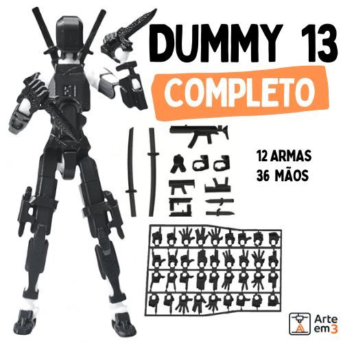 Boneco Articulado Dummy 13 Completo Acessórios Armas e Espadas 12 peças e 36 Mãos Hands Presente Infantil