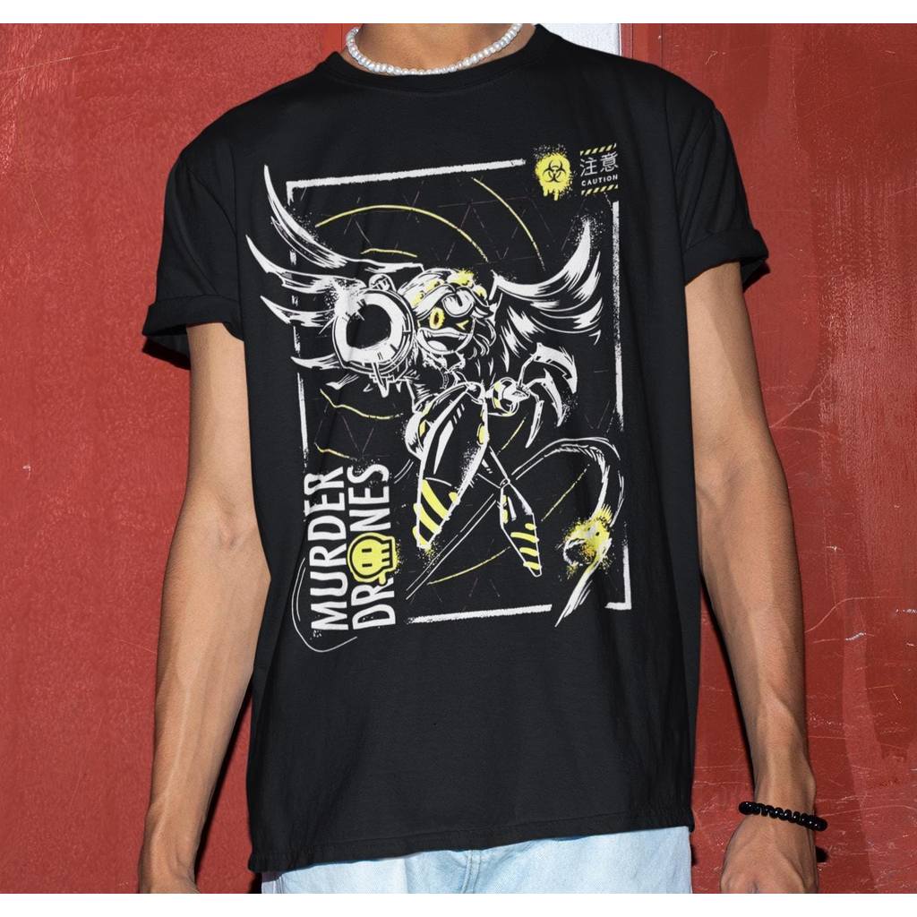 Camiseta Masculina Feminina Estampa Murder Drones Caution Anime T-shirt Unissex Streetwear Envio Imediato