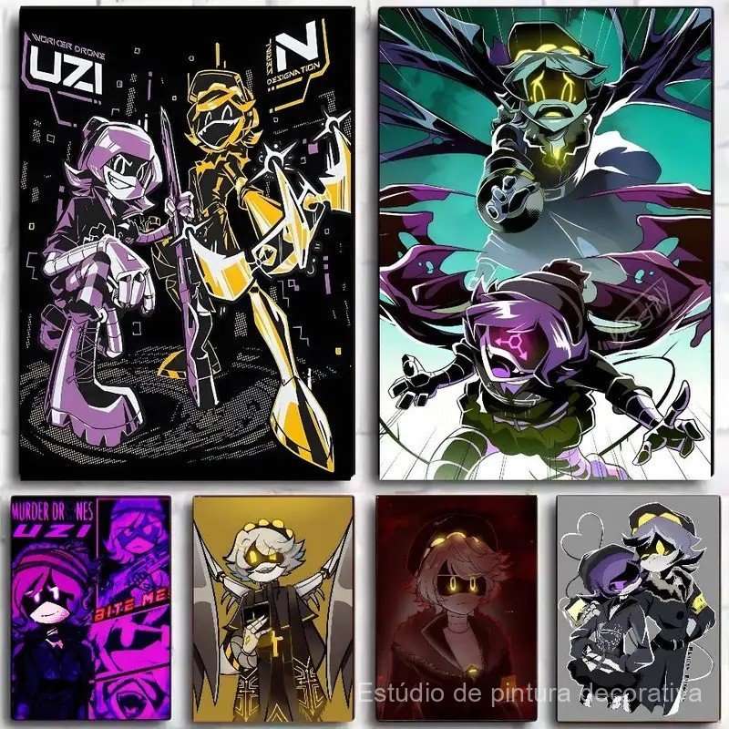 Pôster da Série Anime Movies M-Murder Drones, Adesivo de Papel Impermeável, Decoração de Parede para Cafeteria, Bar, Qua