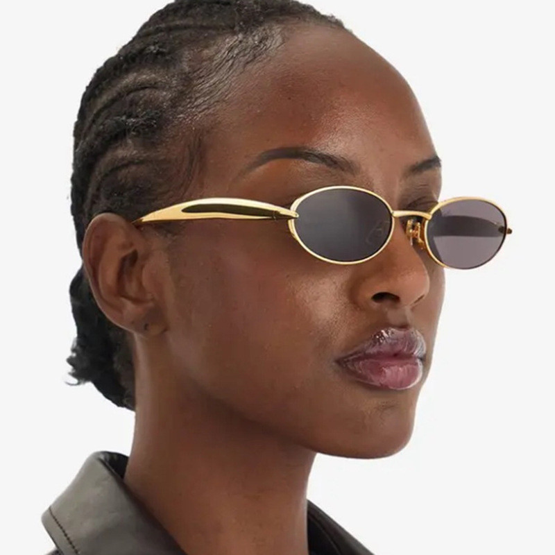 Oval pequeno quadro óculos de sol 2025 novo estilo das mulheres dos homens bela personalidade moda Metal óculos de sol H