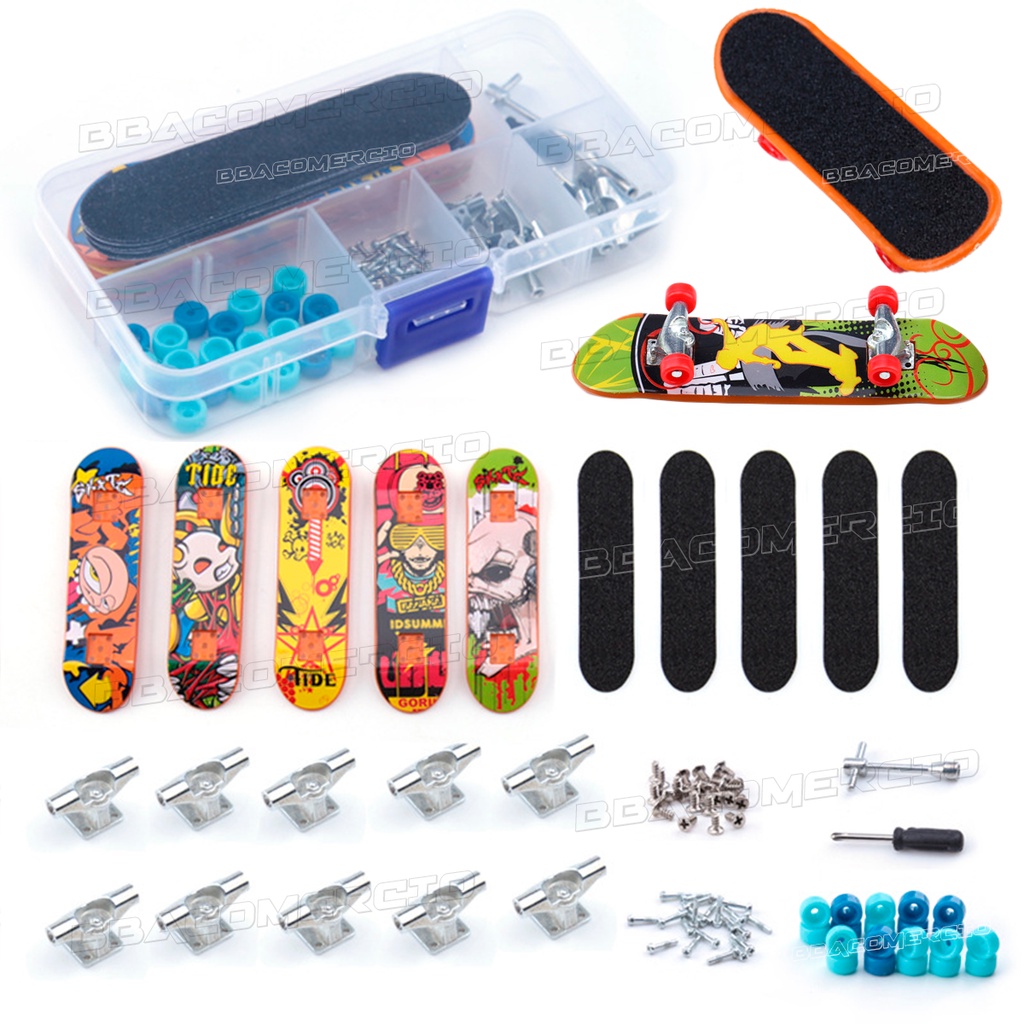 Kit 5 Skate de Dedo Conjunto Mini Fingerboard Esportivo