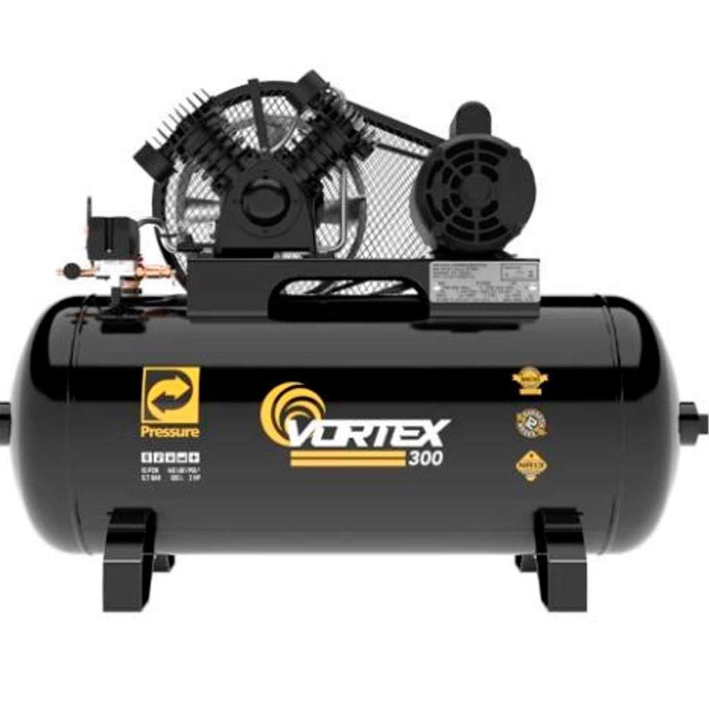 Compressor Pressure Vortex 300 10 pes 100 litros 140psi Motor 2cv Monofasico 110220V