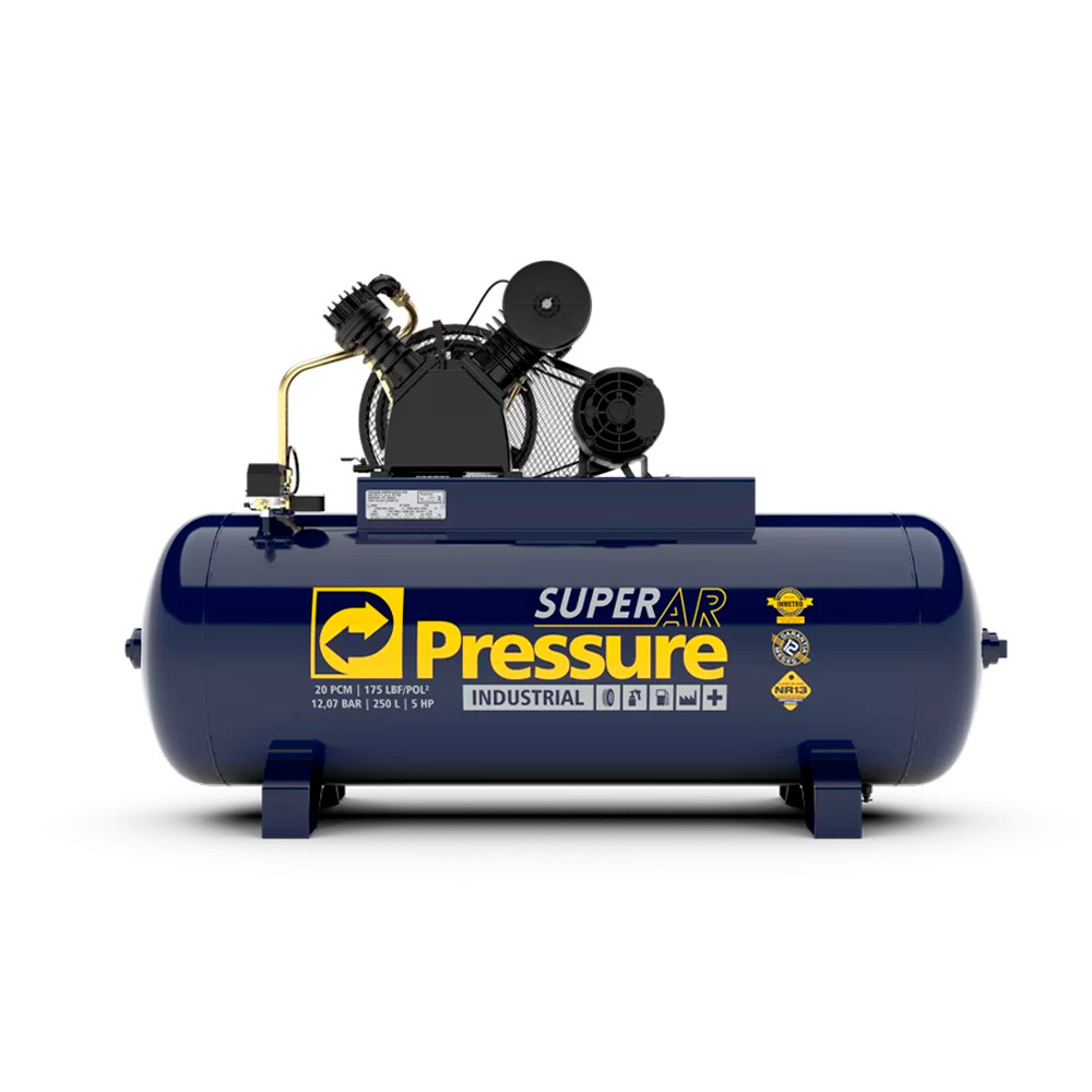 Compressor de Ar Pressure 20PCM 250 Litros com Motor WEG SUPERAR 20/250L Trifásico (220/380V)