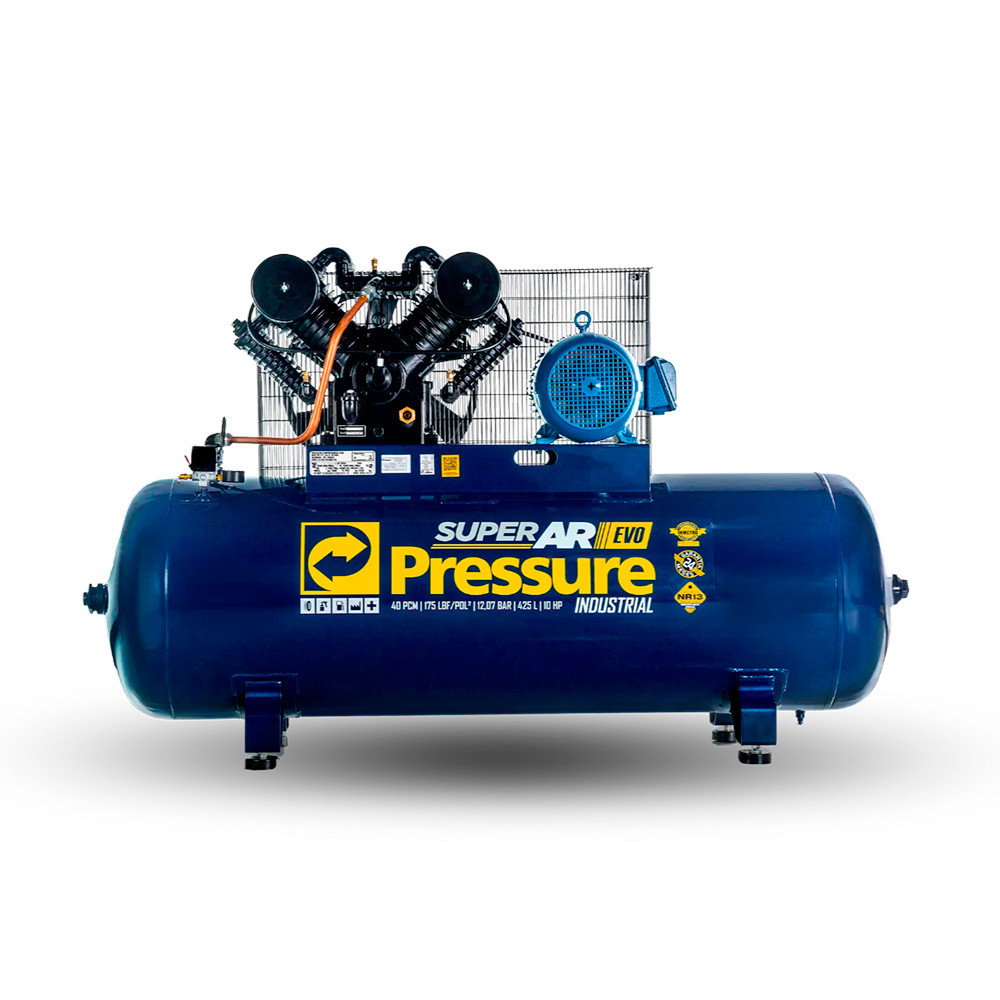 Compressor de Ar Pressure 40PCM 425 Litros com Motor WEG Super Ar EVO 40/425L Trifásico (380/660V)