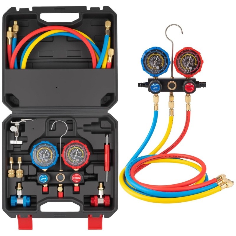 Manômetro Manifold Ar Condicionado Automotivo Para R134A R22 R404A R410A Com Maleta