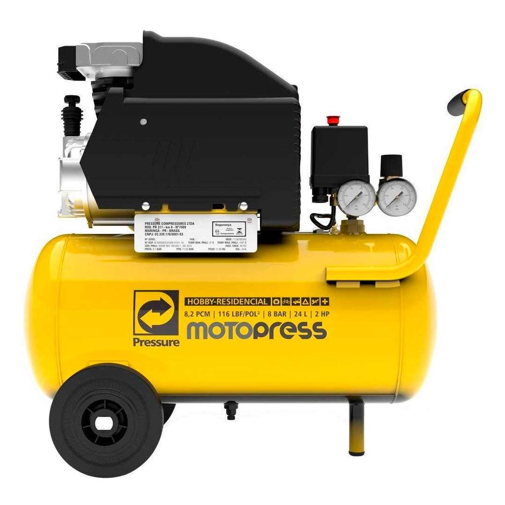 Motocompressor de Ar Pressure 8,2PCM 25 Litros com Motor 2HP Motopress Monofásico (220V)
