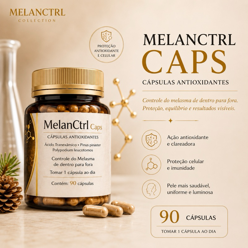 Capsulas Antioxidantes para Mancha Facial MelanCtrl Todo Tipo De Pele Noite