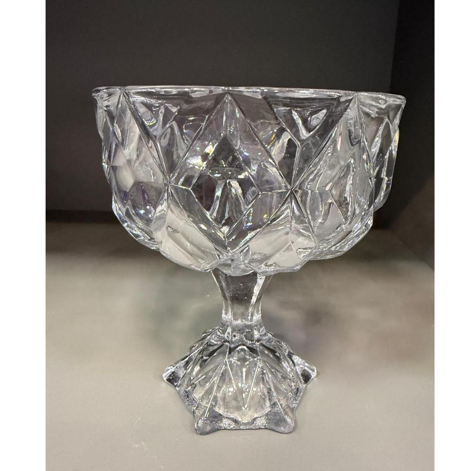 Centro de Mesa com Pé Vidro Clear 15CM  - Linha Diamond 600ML | Decorativo Versártil