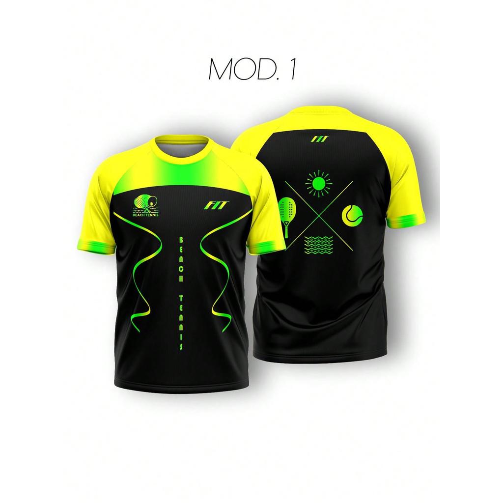 Camiseta Beach Tennis Masculina Dryfit Proteção UV Leve Respirável Verão Coleção Copa do Mundo