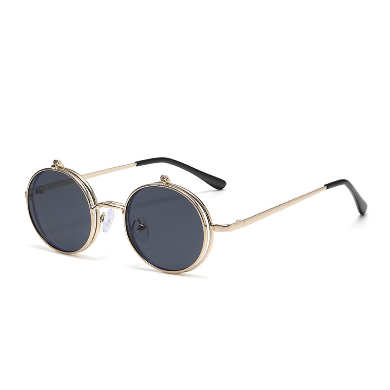 Novo estilo de óculos de armação pequena, exclusivo, elegante, redondo, Flip, All-Match, Trendy Street S