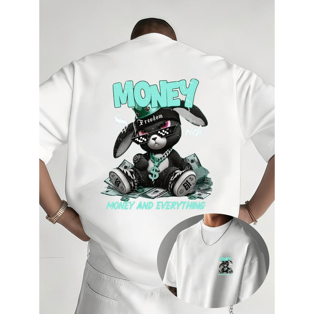 Camiseta Street T-shirt Masculina Coelho Money Trendy ModaStyle Corte Casual Solto