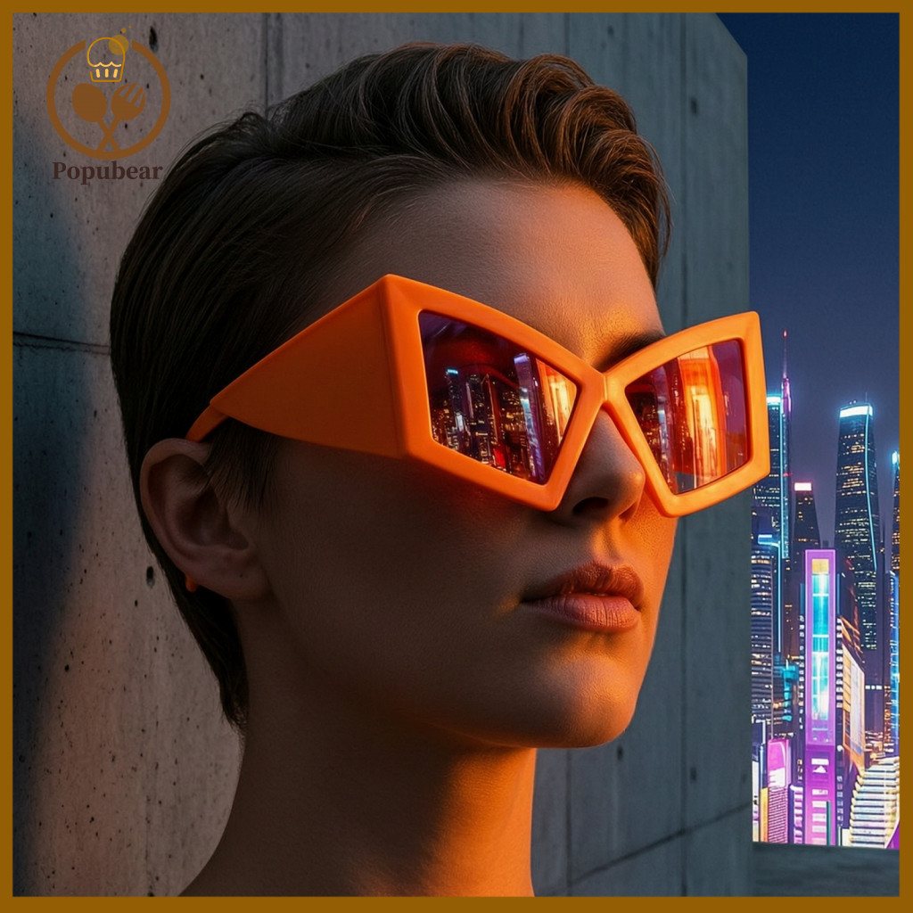 Color Sunglasses Durable Trendy Futuristic Triangle for Women – Uv Protection Edgy Geometric Shades Perfect Street Sty