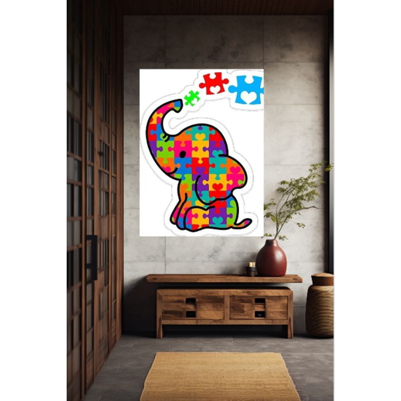 Quadros Decorativos Autismo TEA Personalizado com seu nome  Elefante Dinossauro Para Sala Quarto Escritório Decoração