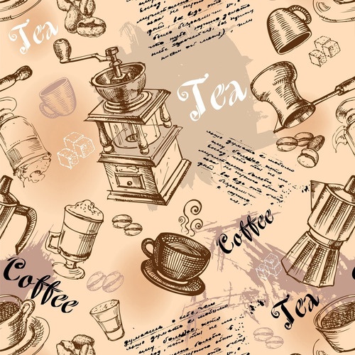 Papel Parede Adesivo Casual Coffee Tea Bege Retro Vinil 3mt