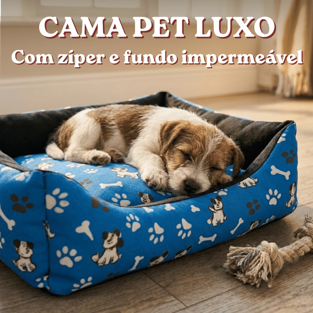 Cama Pet Luxo lavável Extra Macia Fundo Impermeável Para Pet