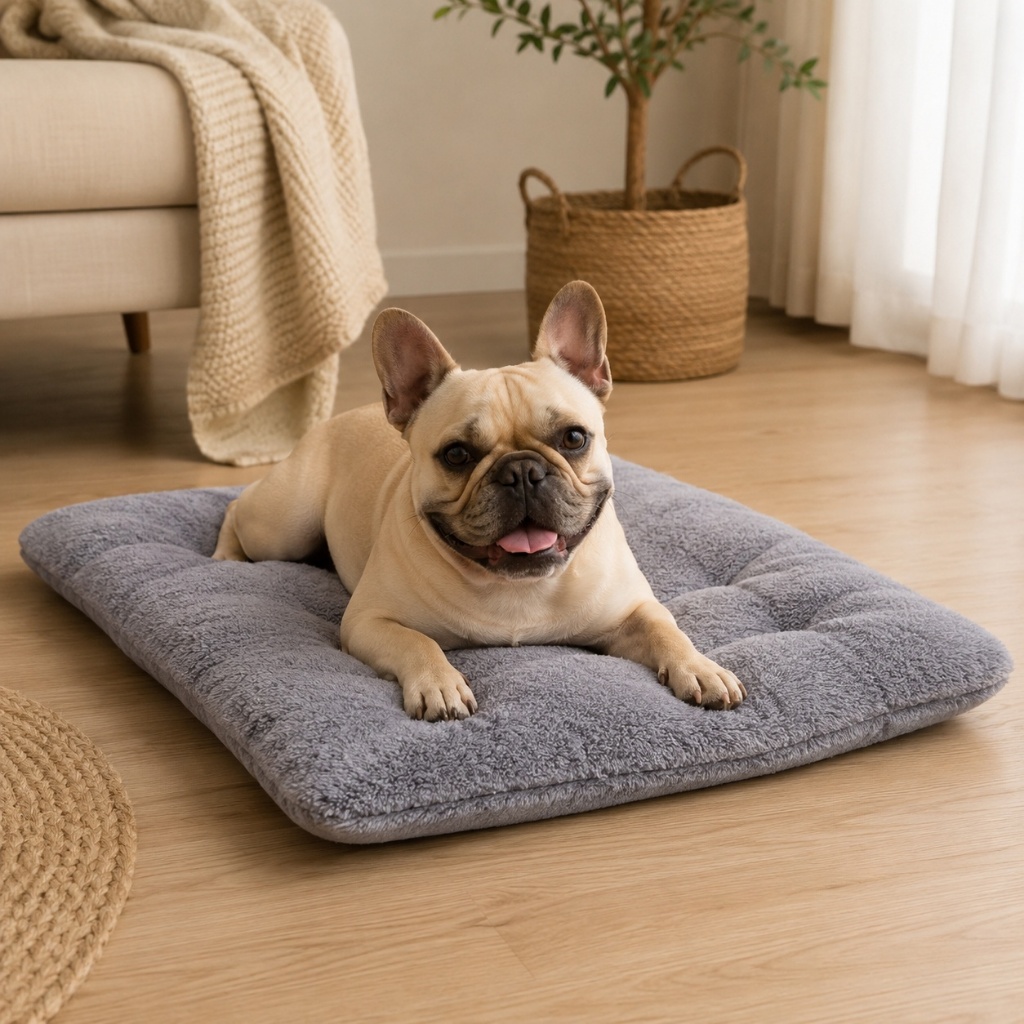 Colchonete Para Cama Pet Extra Grande 100x70 cm Impermeável C/ Zíper Para Cachorro Cinza