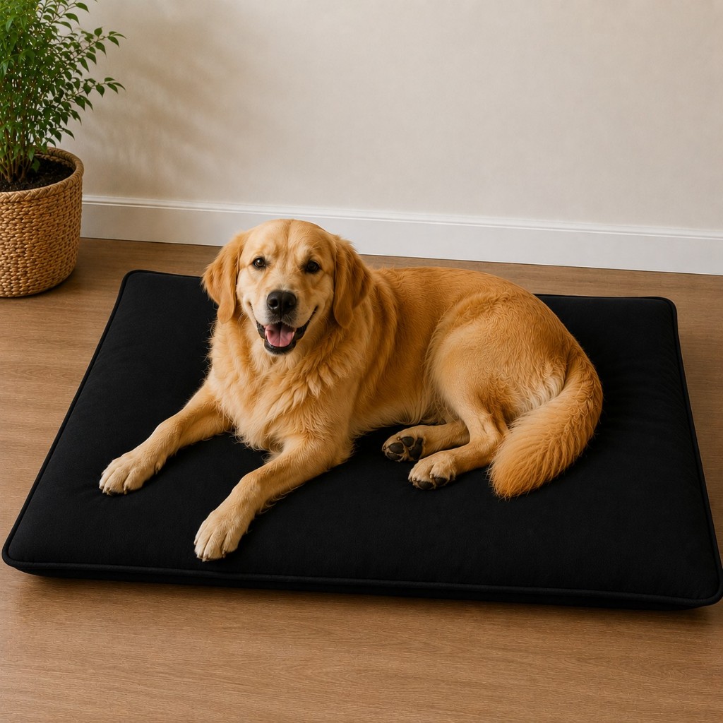Colchonete Para Cama Pet Extra Grande 100x70 cm Impermeável C/ Zíper Para Cachorro Preto