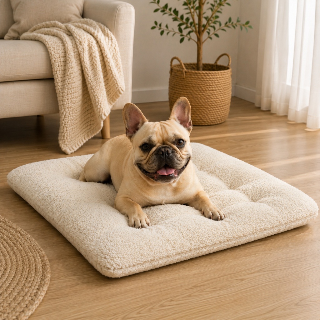 Colchonete Para Cama Pet Extra Grande 100x70 cm Impermeável C/ Zíper Para Cachorro Beje