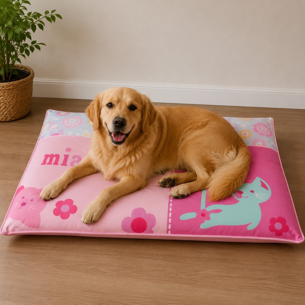 Colchonete Para Cama Pet Extra Grande 100x70 cm Impermeável C/ Zíper Para Cachorro e Gato Cat pink