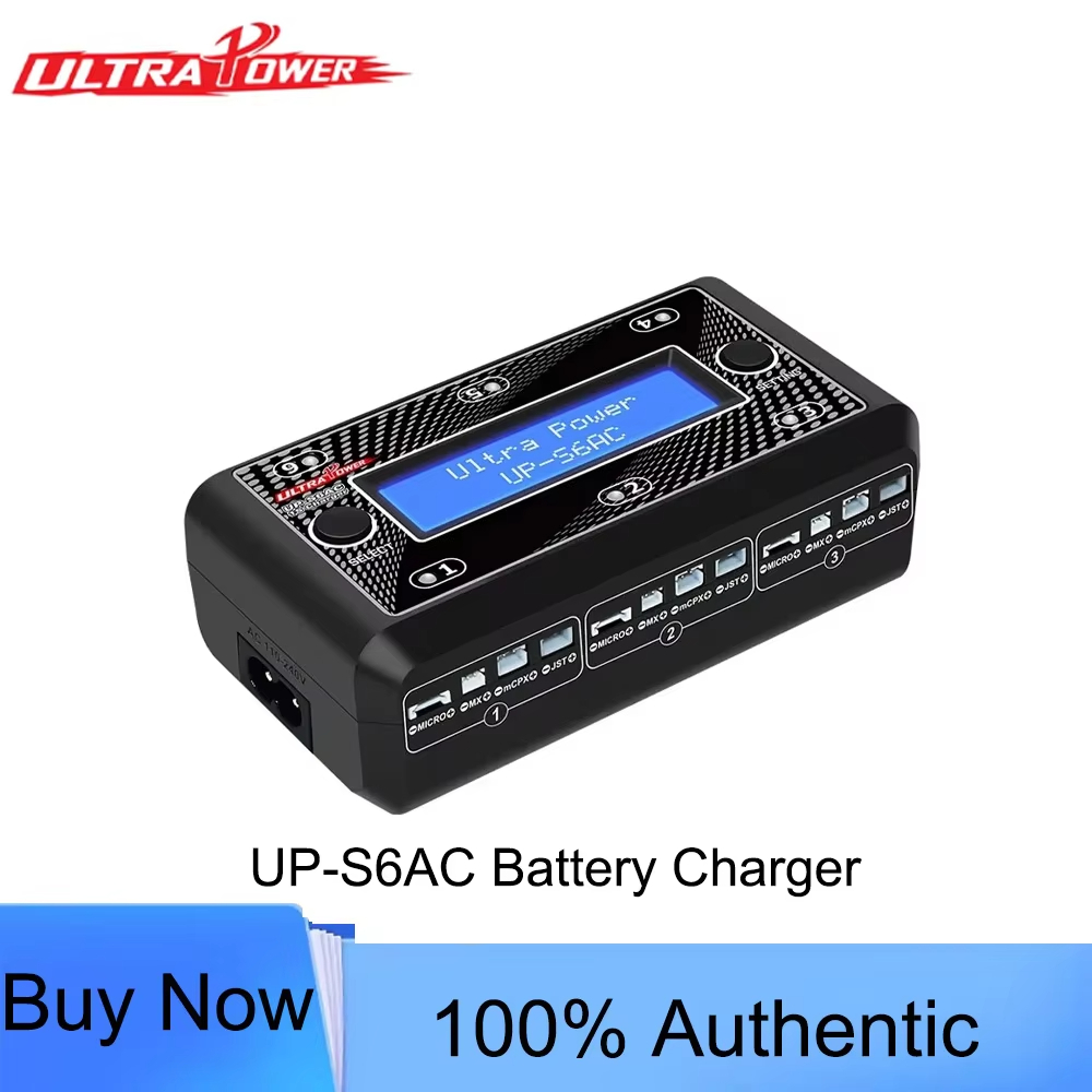 Carregador Ultra Power UP-S6AC 1S LiPo LiHV LCD 6x4.35W AC/DC Para RC FPV