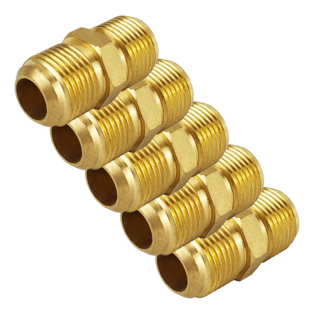 Kit 5 Pçs União Red. Reta Flare 3/8 x 1/4 Latão Forj 800 Psi