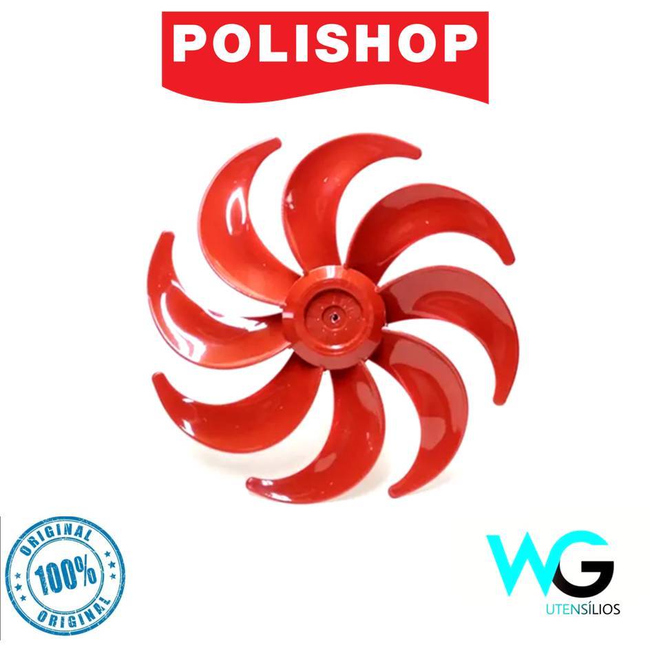 Hélice Do Ventilador Polishop 40cm 8 Pás Red Line Original