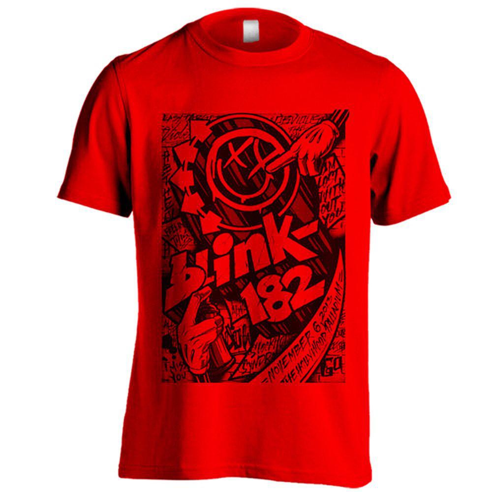 MERAH Blink 182 C029 Red Band Camiseta Tamanho SML XL XXL Distro Music-wfcloth