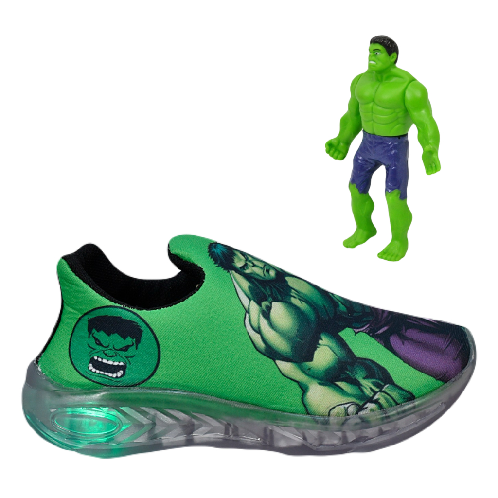 Tênis Led Infantil Calce Fácil Slip On Personagem + Boneco